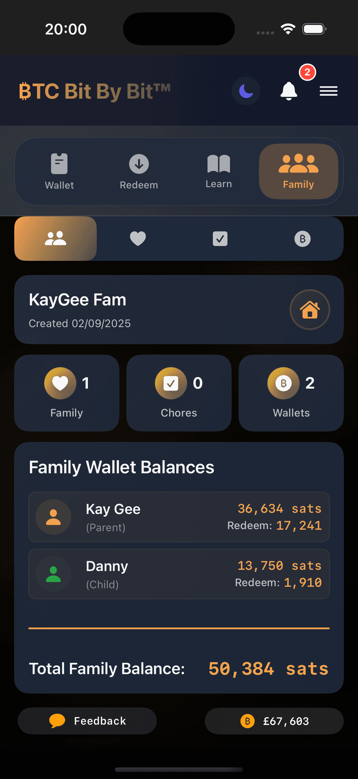 BTCBitByBit Family Dashboard - Manage your family's Bitcoin journey