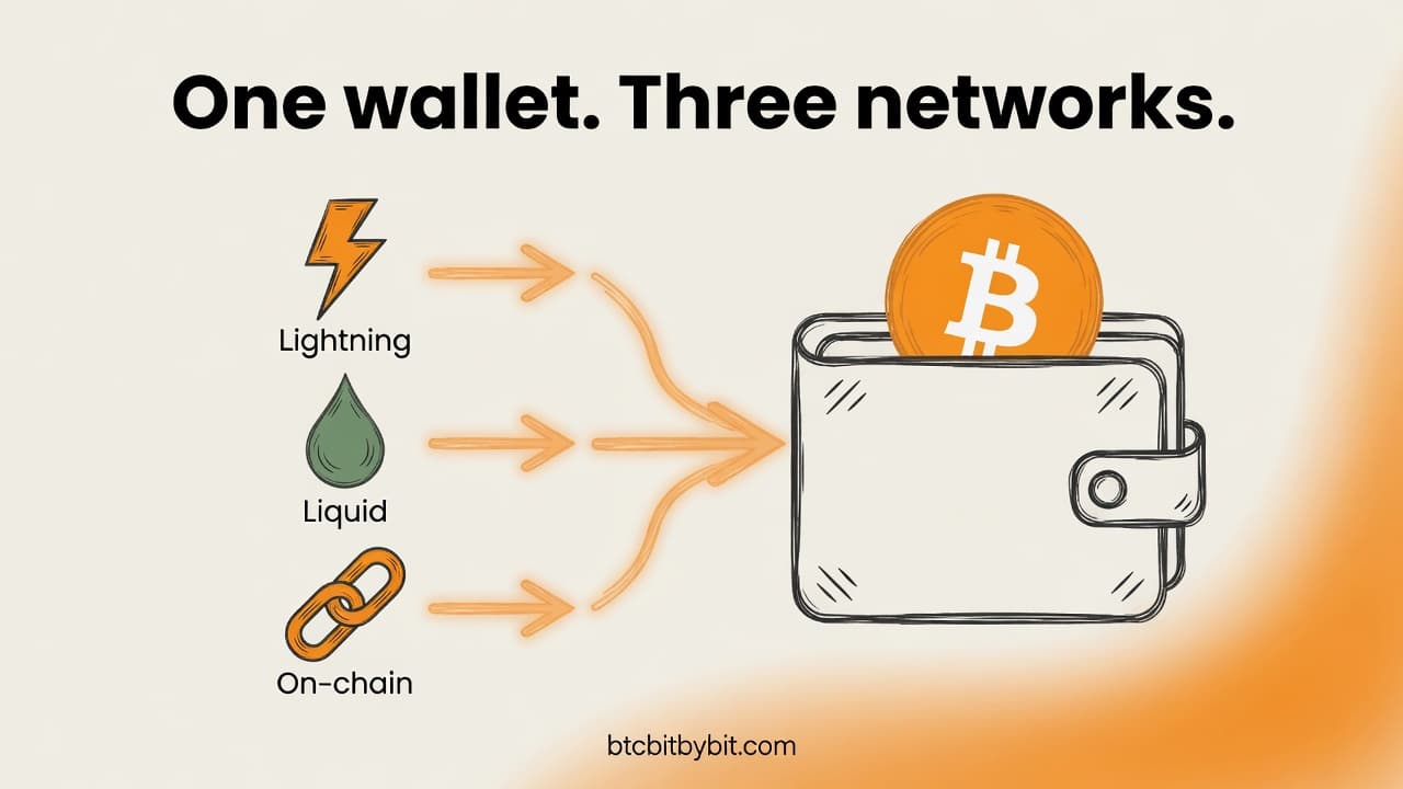 Lightning, Liquid, and On-Chain: One Wallet, Three Networks